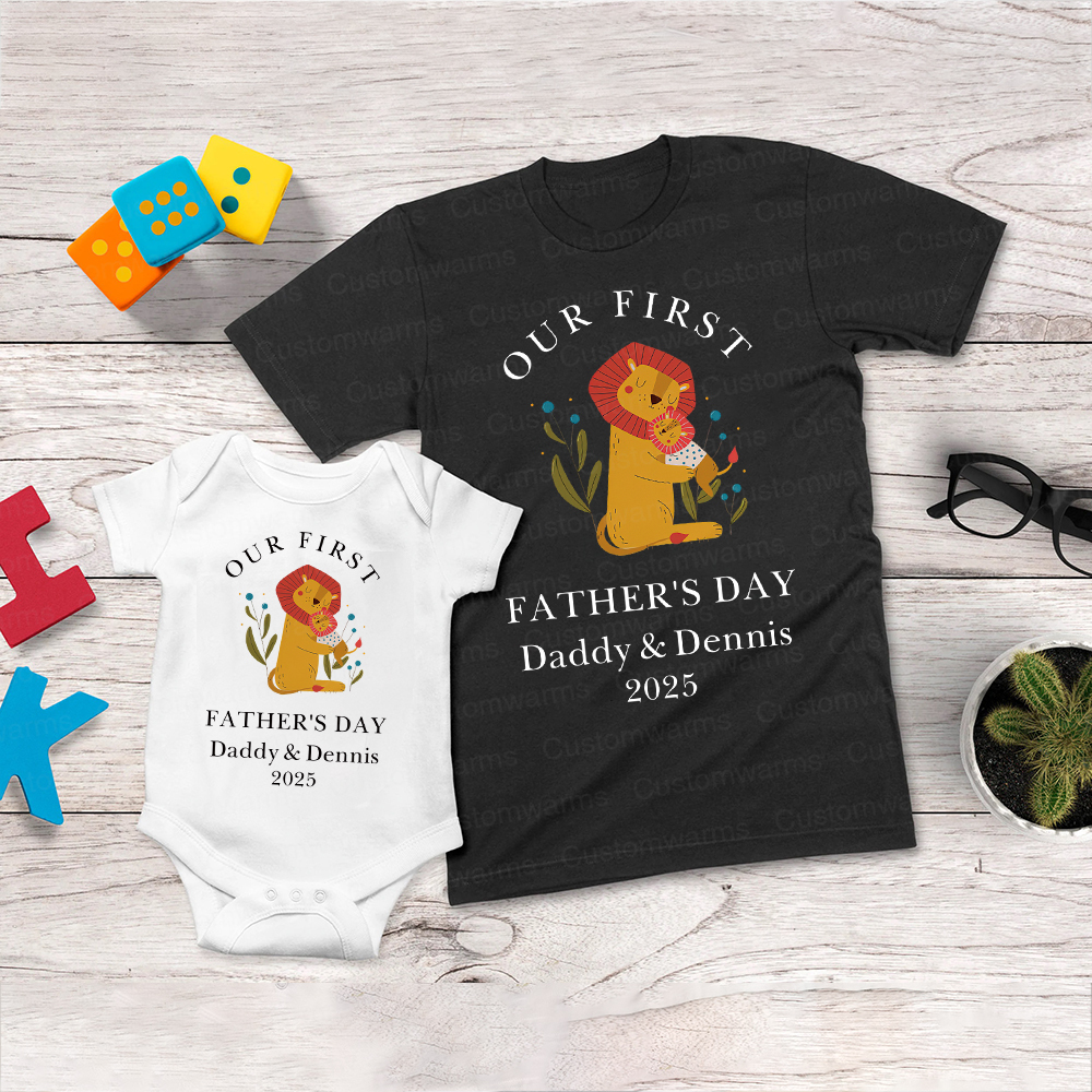 Personalized First Father's Day Daddy and Baby Outfit | CWFamily83