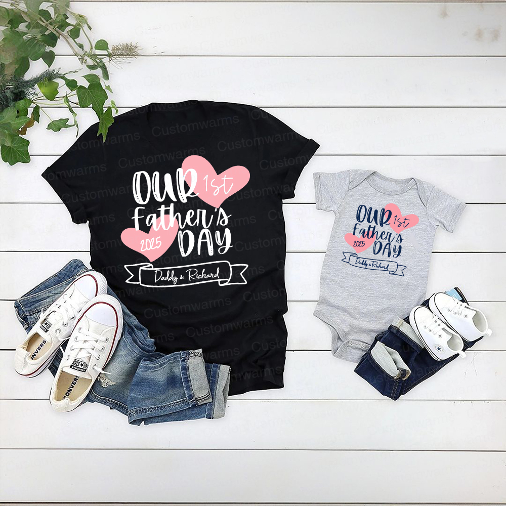 Personalized First Father's Day Daddy and Baby Outfit | CWFamily99