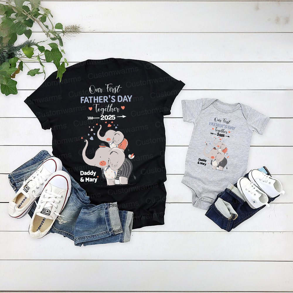 Personalized First Father's Day Daddy and Baby Outfit | CWFamily100