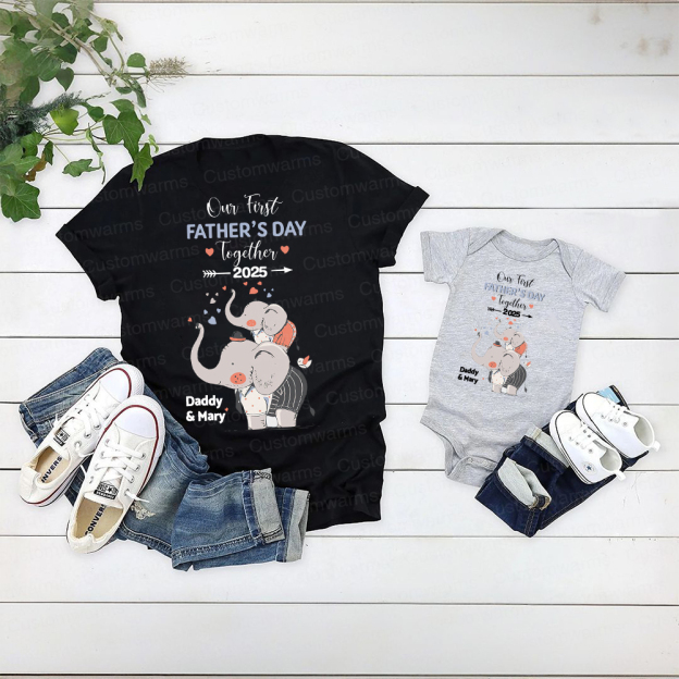 Personalized First Father's Day Daddy and Baby Outfit | CWFamily100