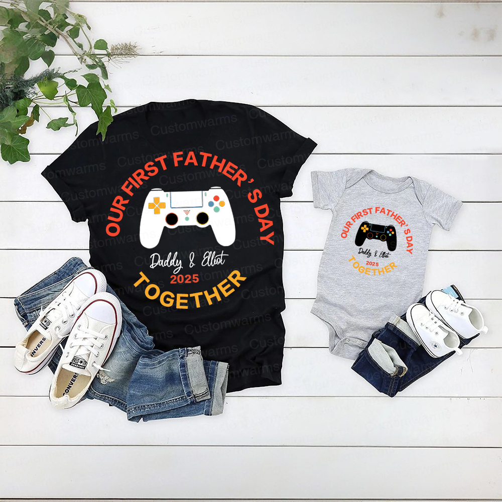 Personalized First Father's Day Daddy and Baby Outfit | CWFamily96