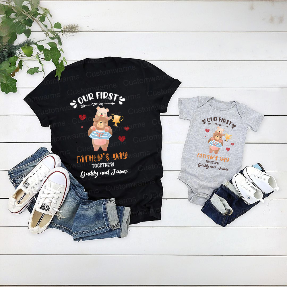 Personalized First Father's Day Daddy and Baby Outfit | CWFamily98