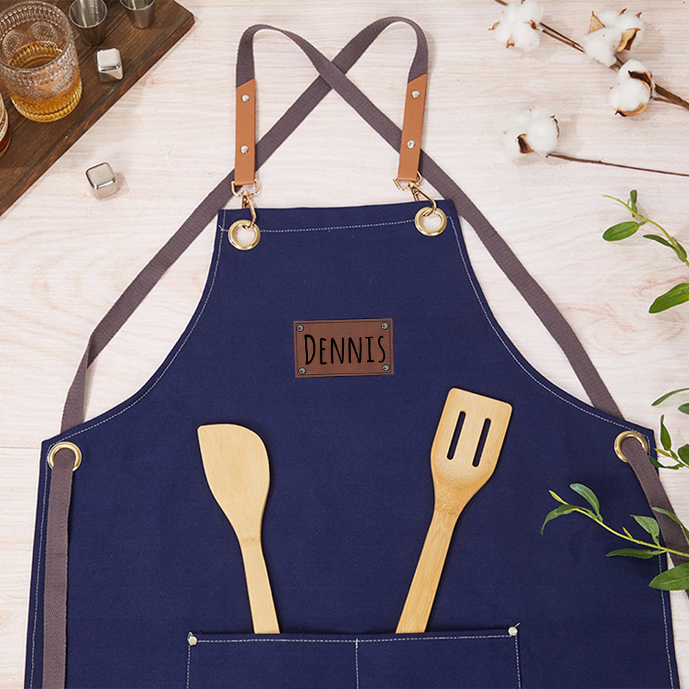 Personalized Leather Patch Canvas Apron with Pockets for Kid & Adult | Apron25