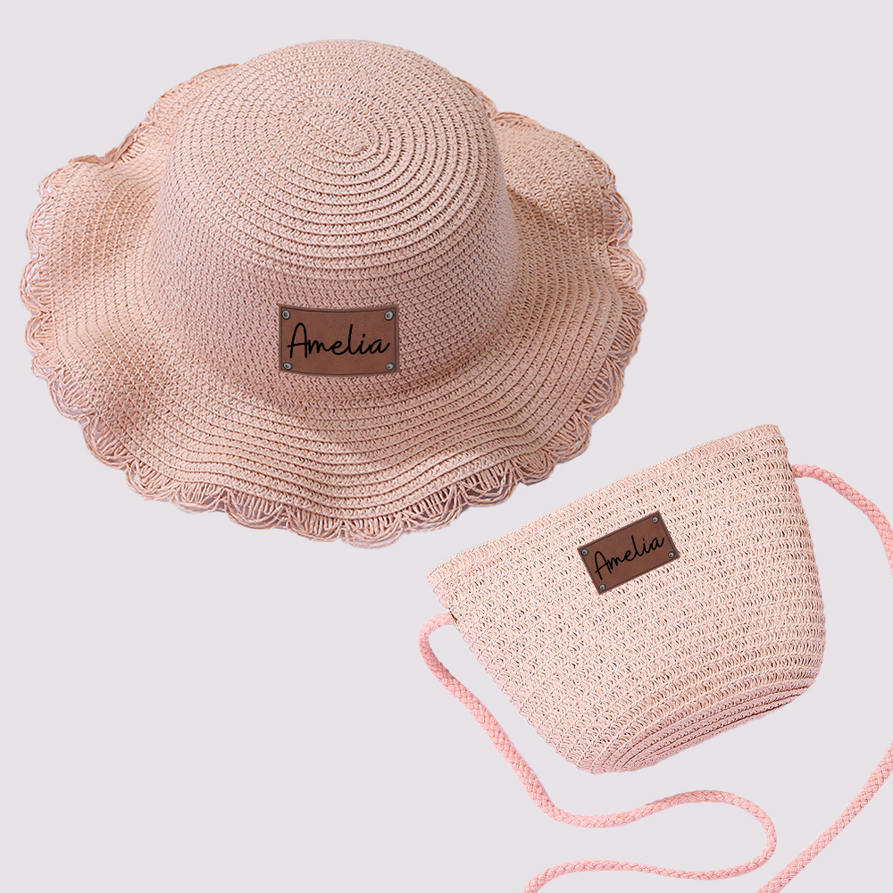 Personalized Lovely Straw Bucket Beach Hats with Matching Purse for Comfort & Unique | CWBeach87
