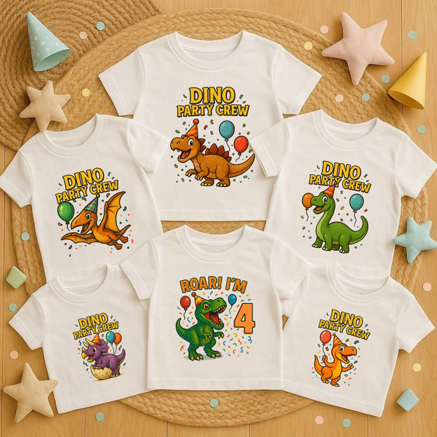Personalized Dinosaur Party Birthday T-Shirt | inBirth34
