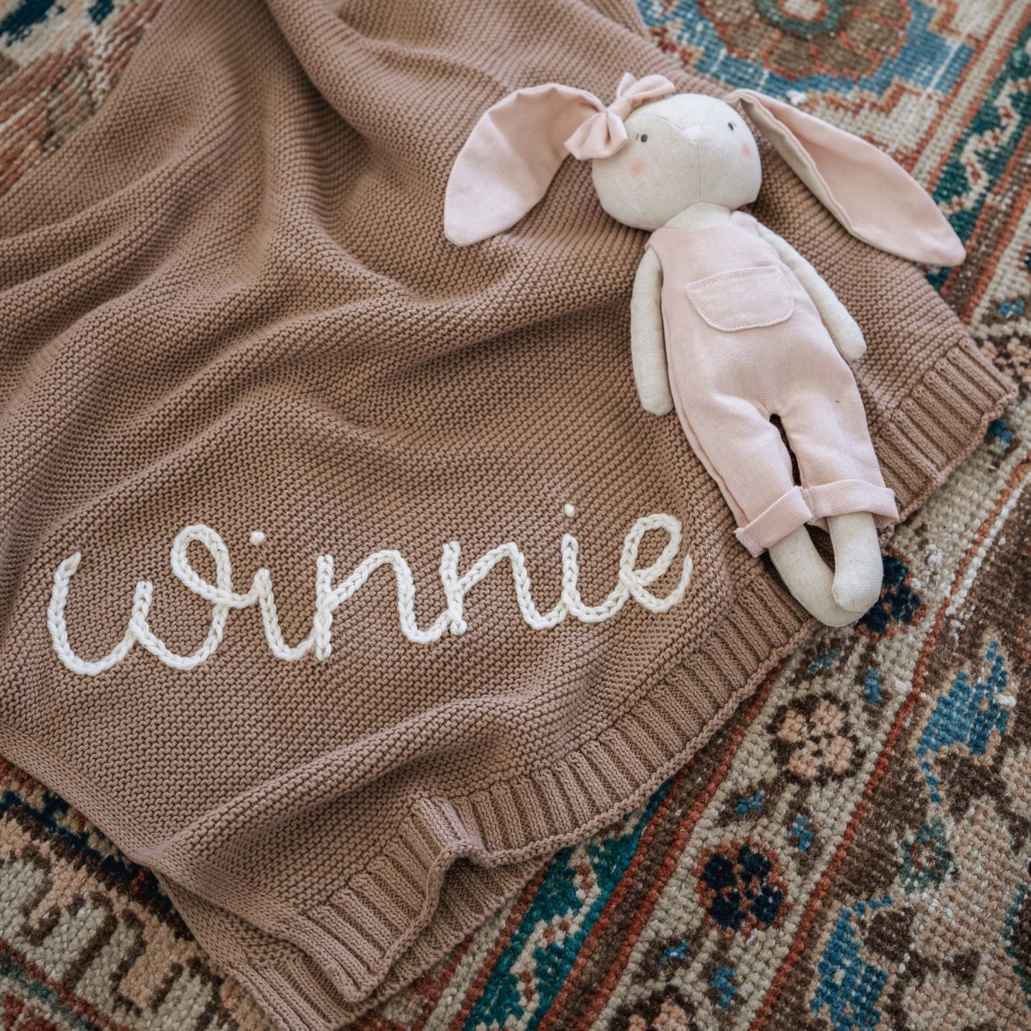 Personalized Hand Embroidered Knit Baby Blanket for Unique Gift | CWBaby52
