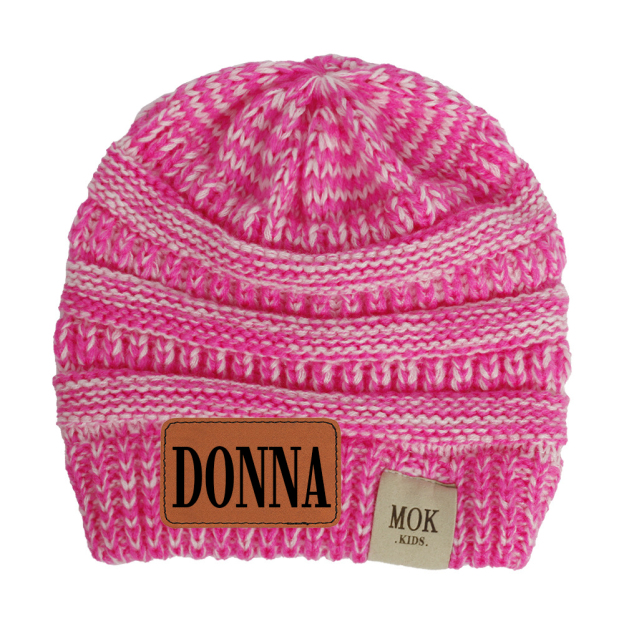 Personalized Leather Patch Kid Beanie for Comfort & Unique | HSKid29