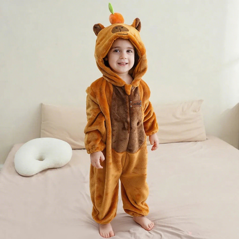 Personalized Leather Patch Baby Animal Romper  | CWBaby287