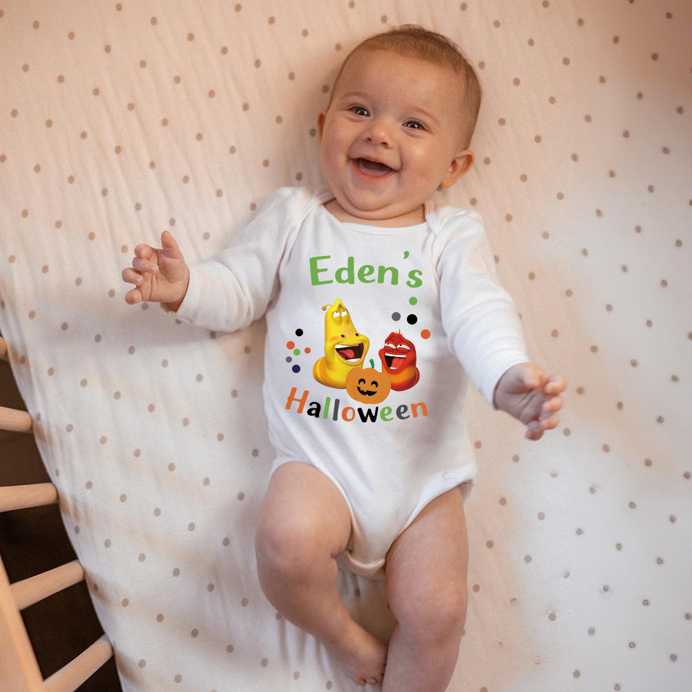 Personalized Larva's Halloween Funny Baby Romper | Larva18