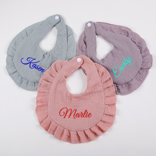 =Personalized Embroidered Baby Cotton Gauze Bibs | CWBaby59