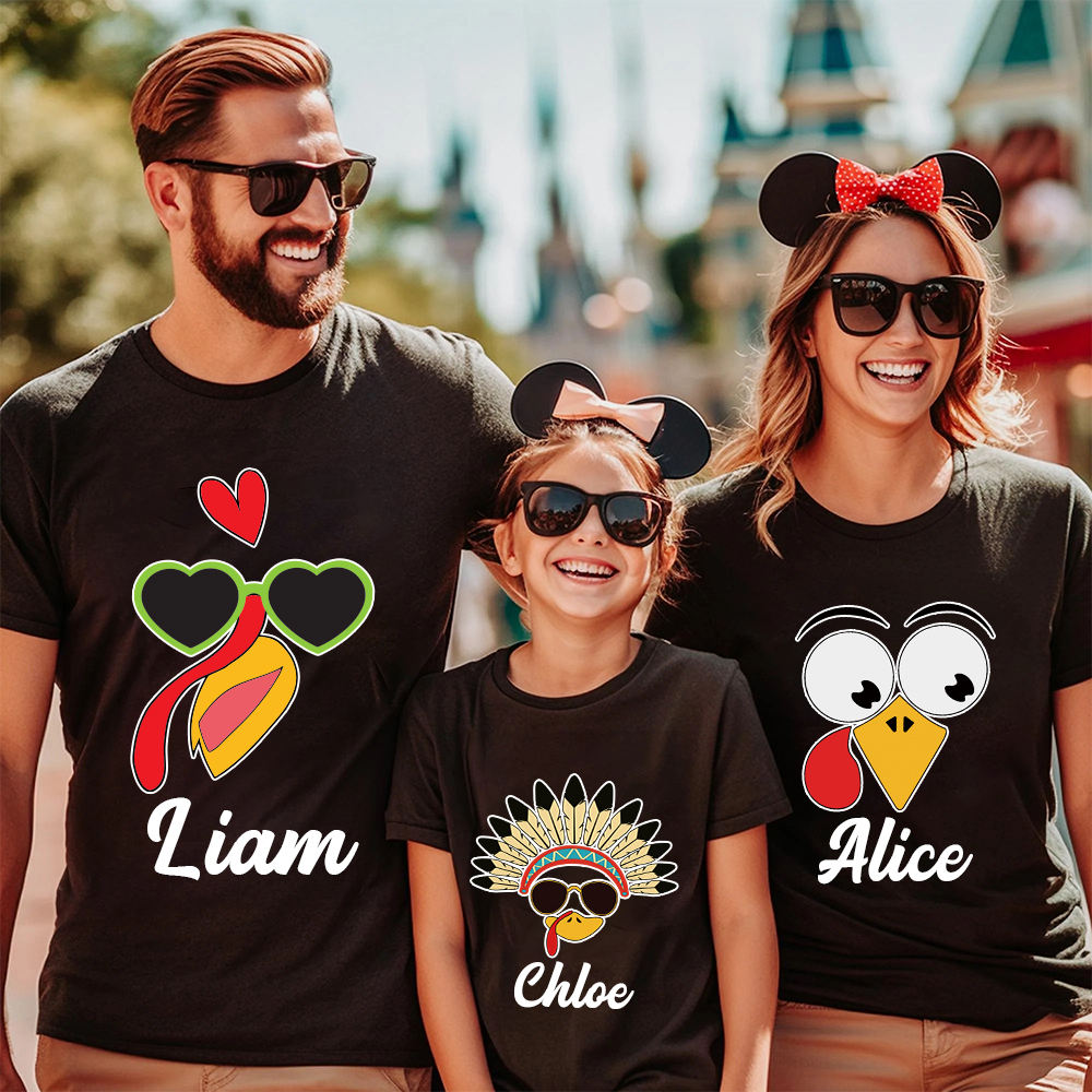 Personalized Funny Turkey Face Family Matching Shirt | CWThanks07