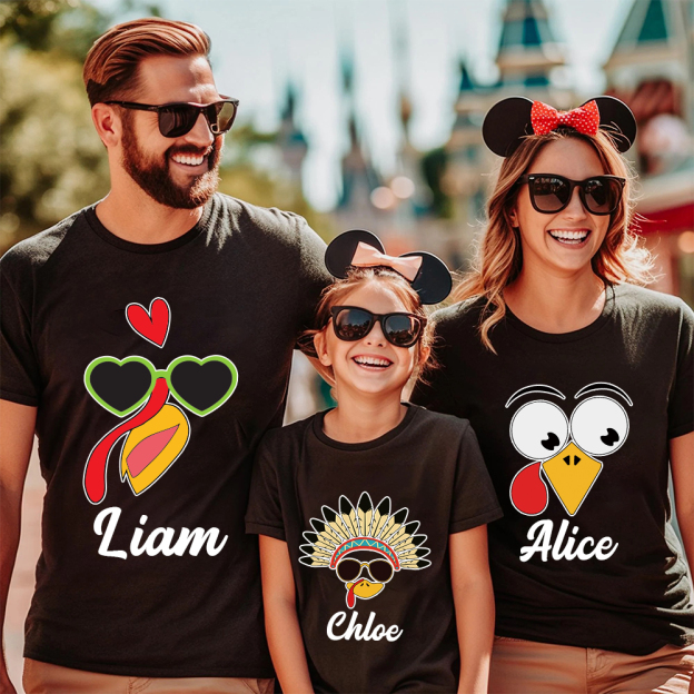 Personalized Funny Turkey Face Family Matching Shirt | CWThanks07