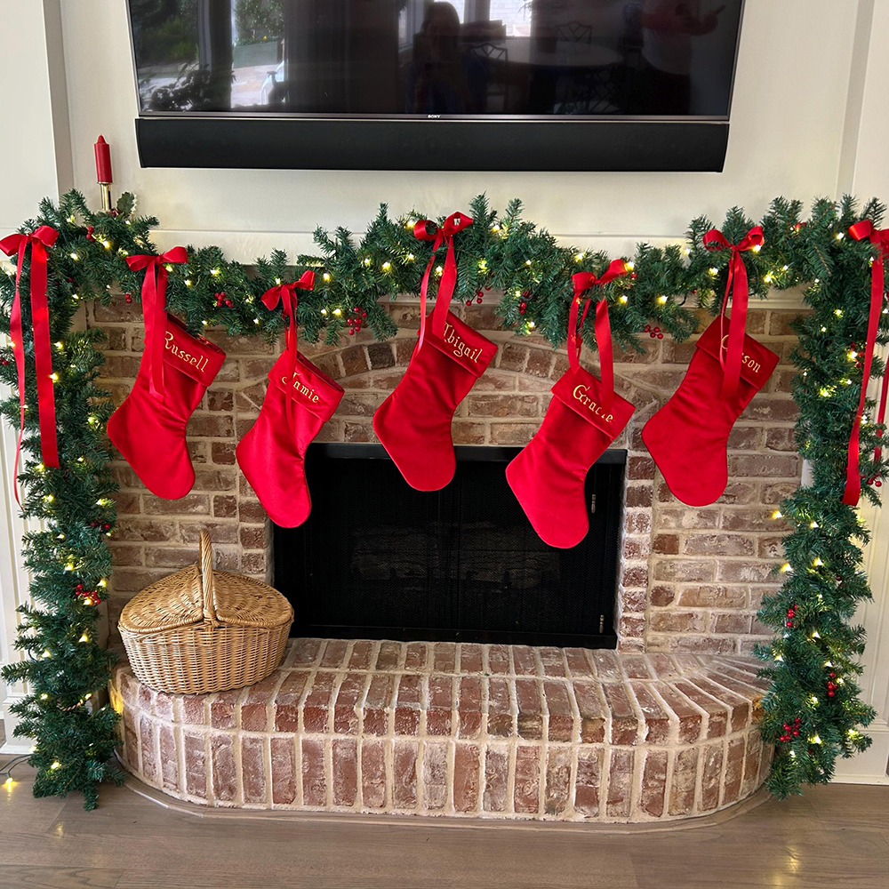 Personalized Velvet Christmas Stocking with Family Name | MCGift145