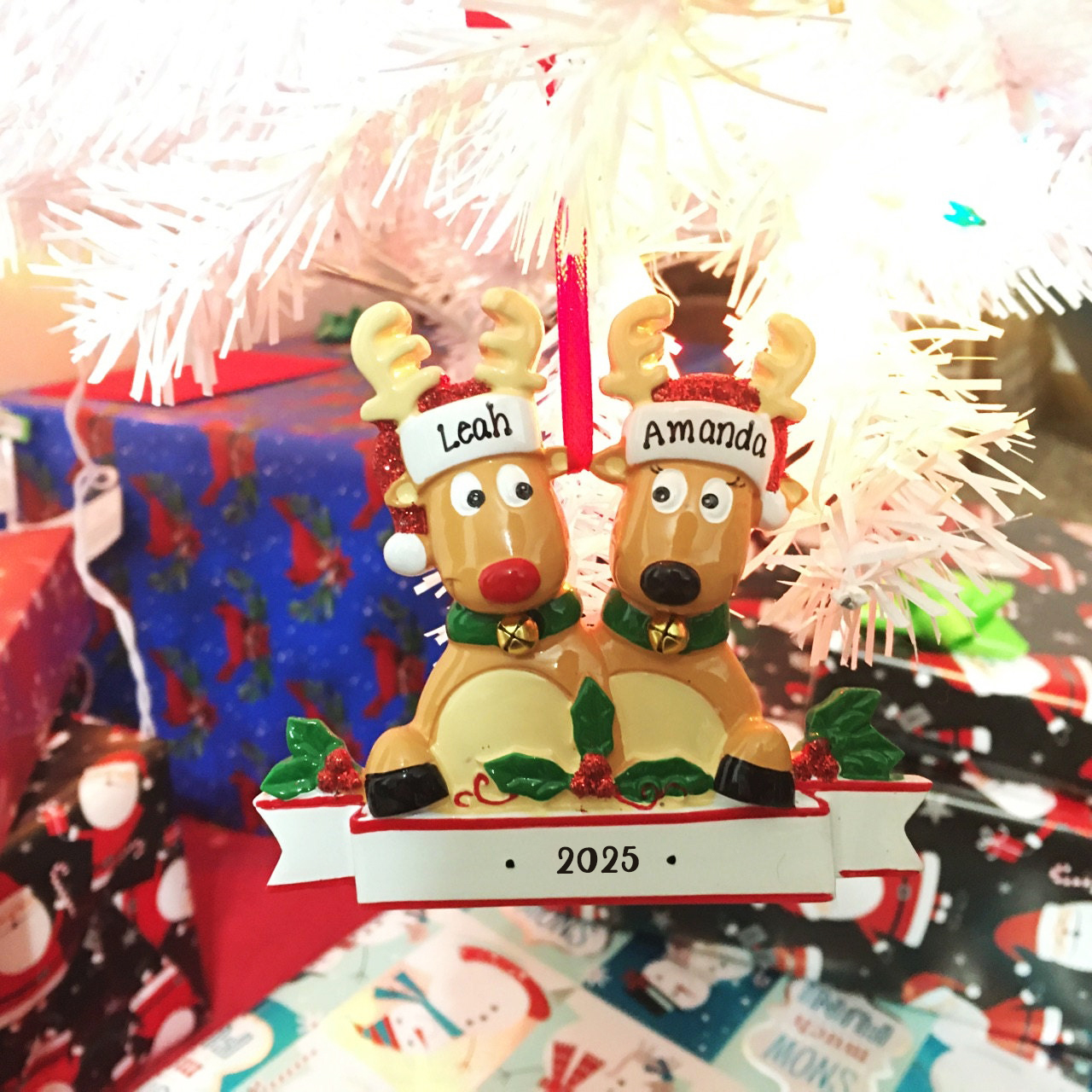 Personalised Elk Family Christmas Ornament | MCGift205