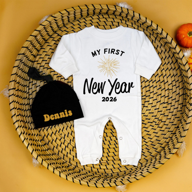 Personalized Baby 1st New Year Romper and Hat Set | CWBaby128