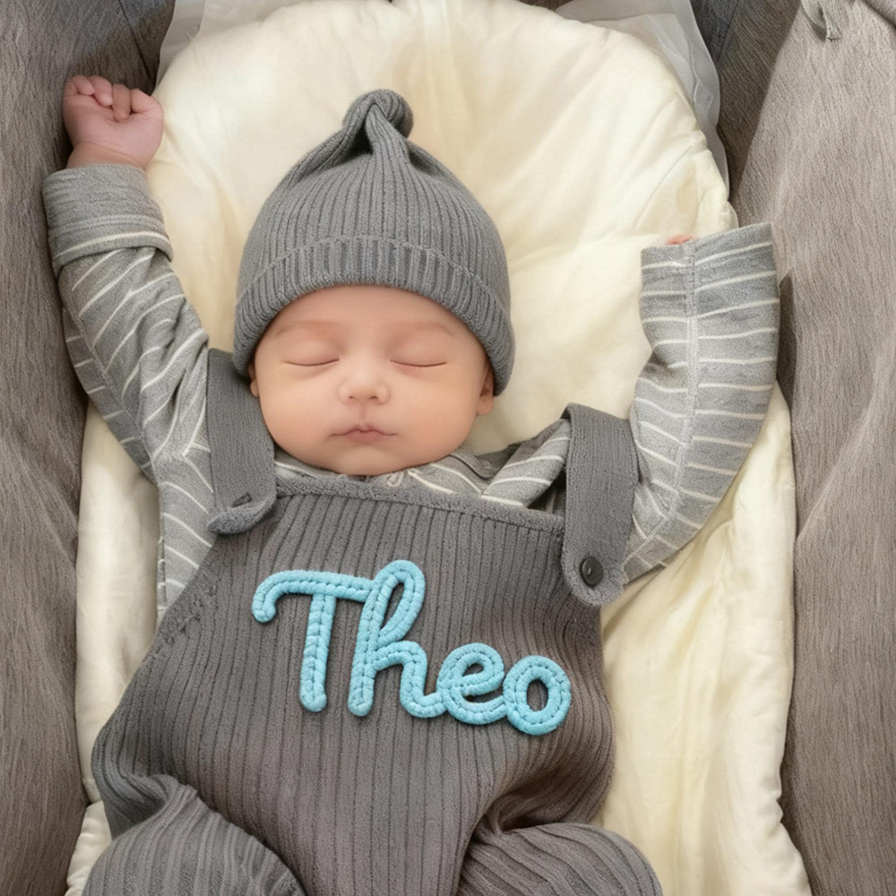 Personalized Hand Embroidered Baby Dungarees Romper | CWBaby356