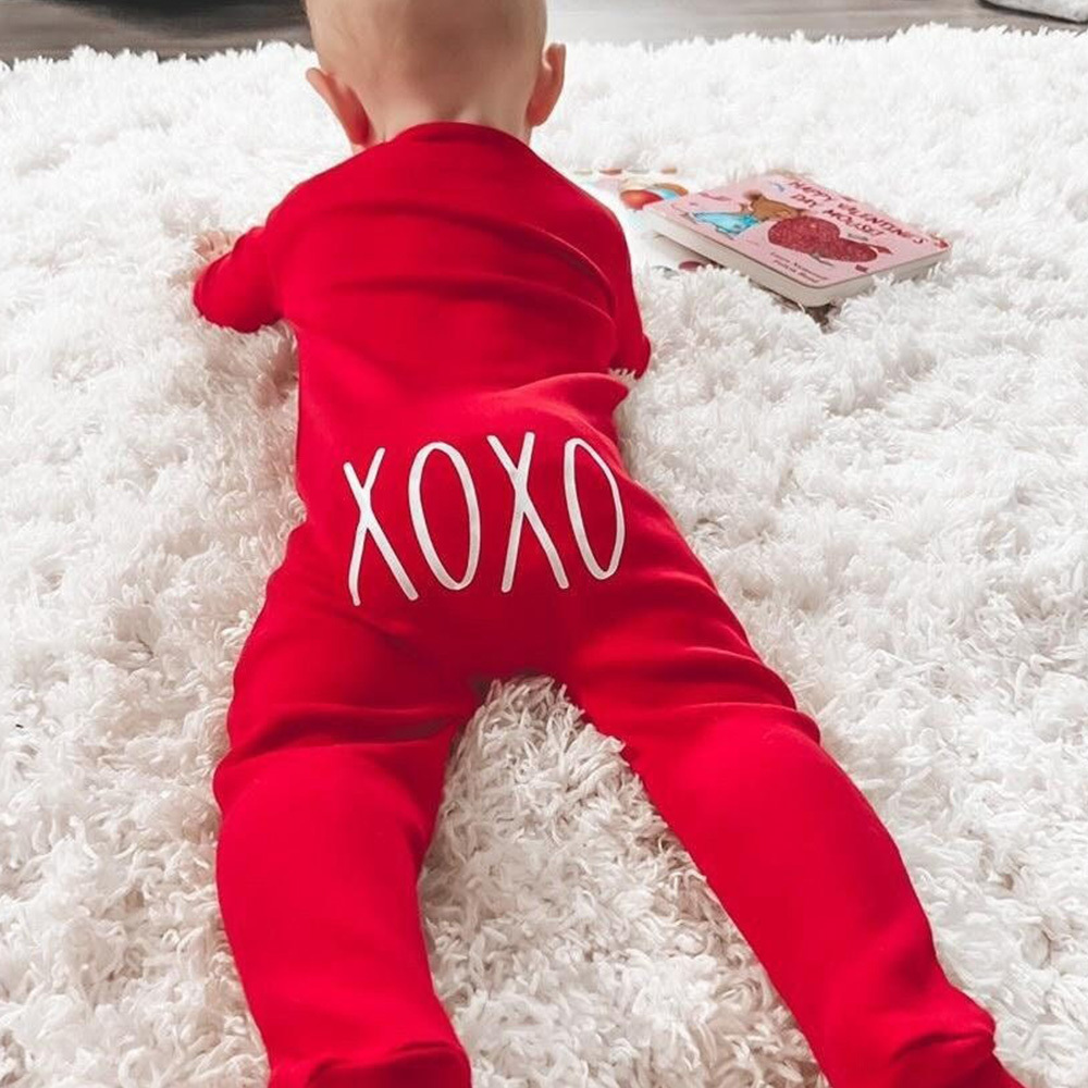 Personalized Baby First Valentines Cozy Soft Long Sleeve Romper | CWBaby363