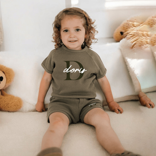 Personalized Baby waffle-knit Cozy Soft Outfit Set | CWBaby381