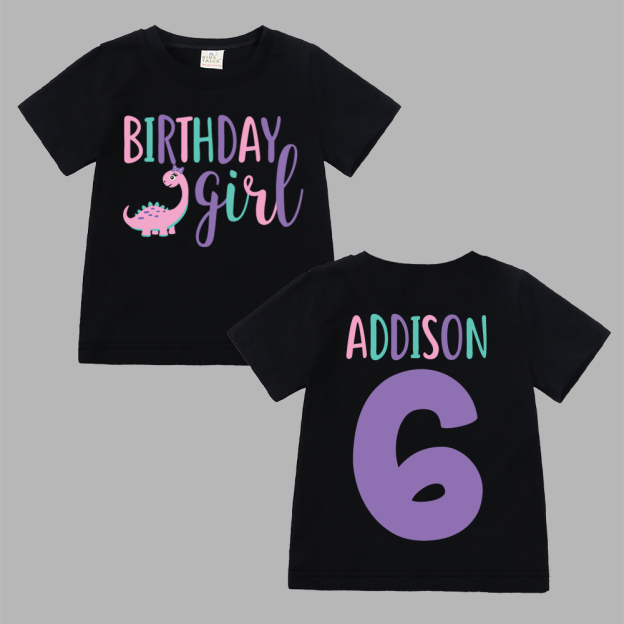 Personalized Cute Dinosaur Girl Birthday T-Shirt | inBirth17
