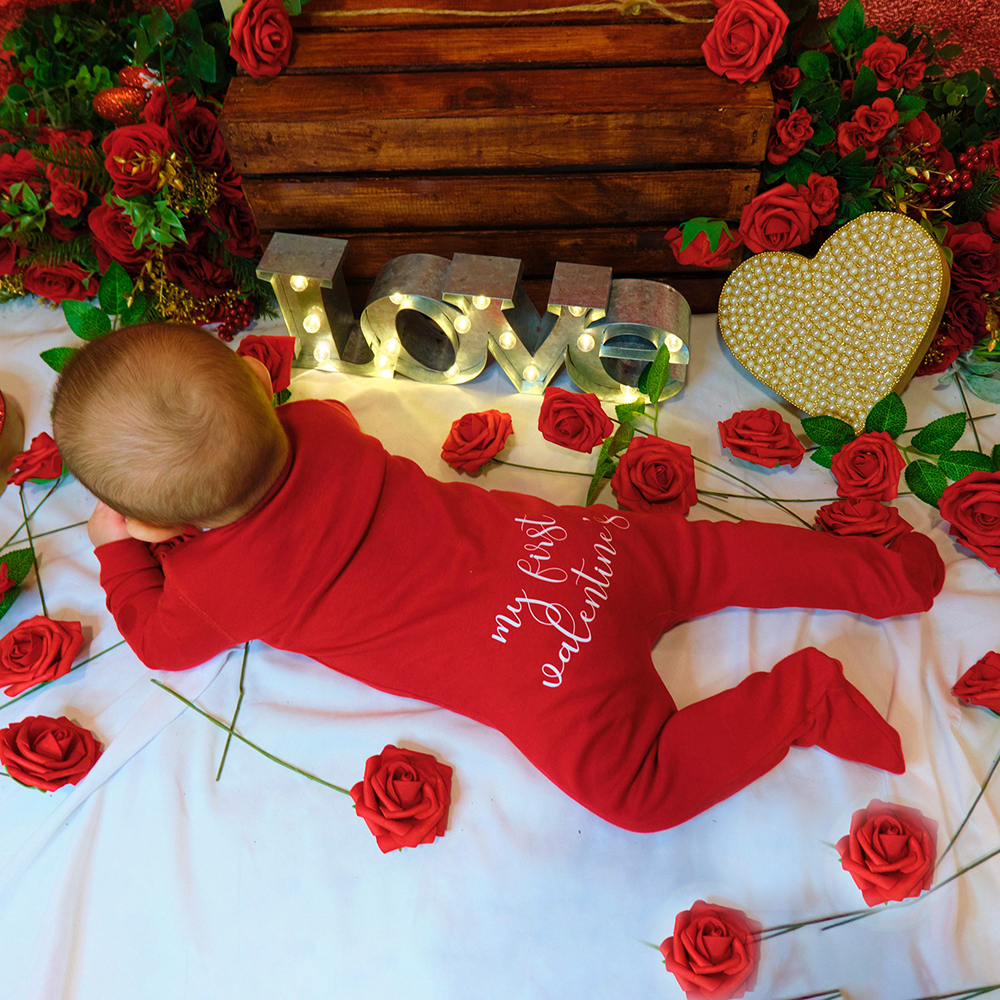 Personalized Baby First Valentine's Cozy Soft Long Sleeve Romper | ValGift03