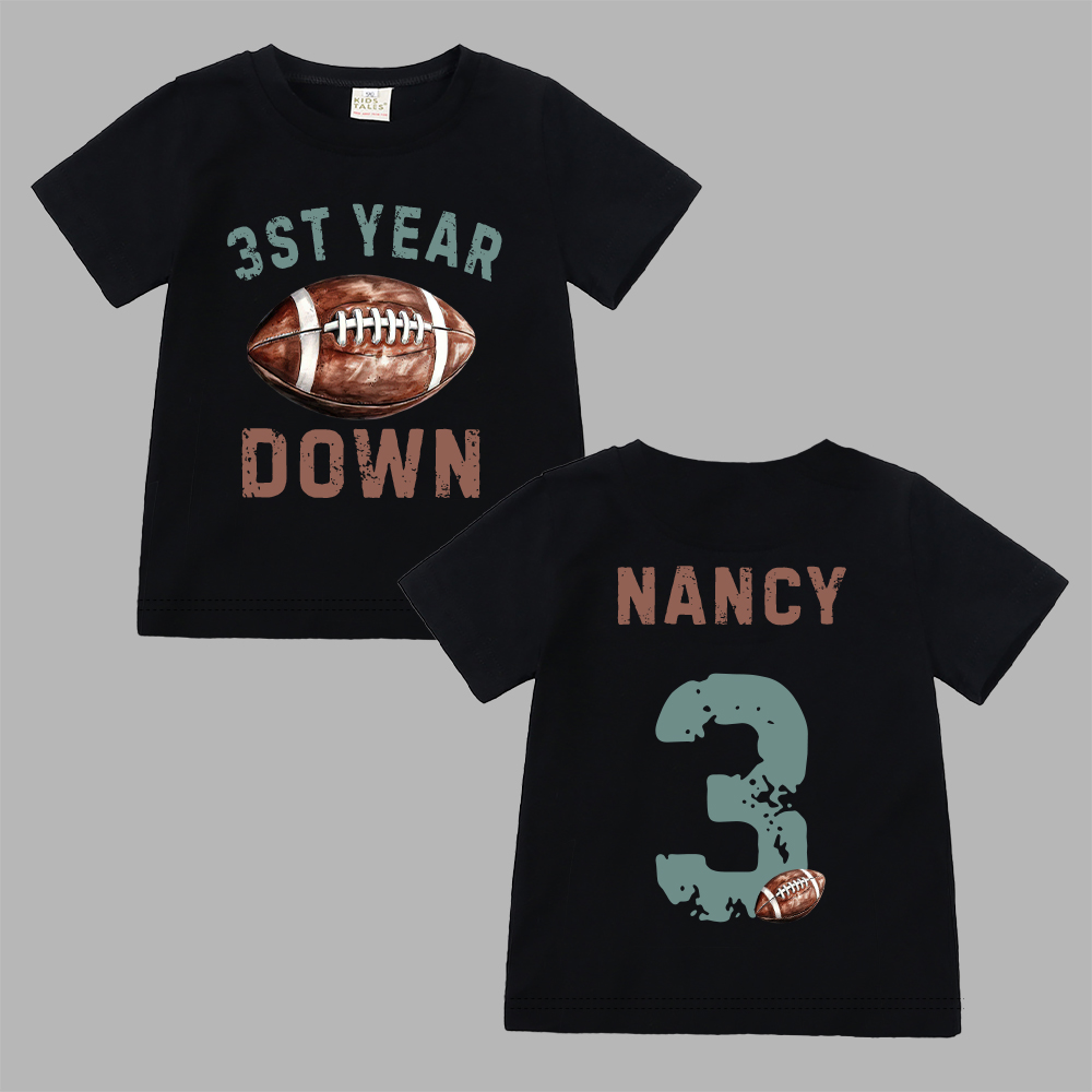Personalized First Year Down Football Birthday T-Shirt | inBirth20