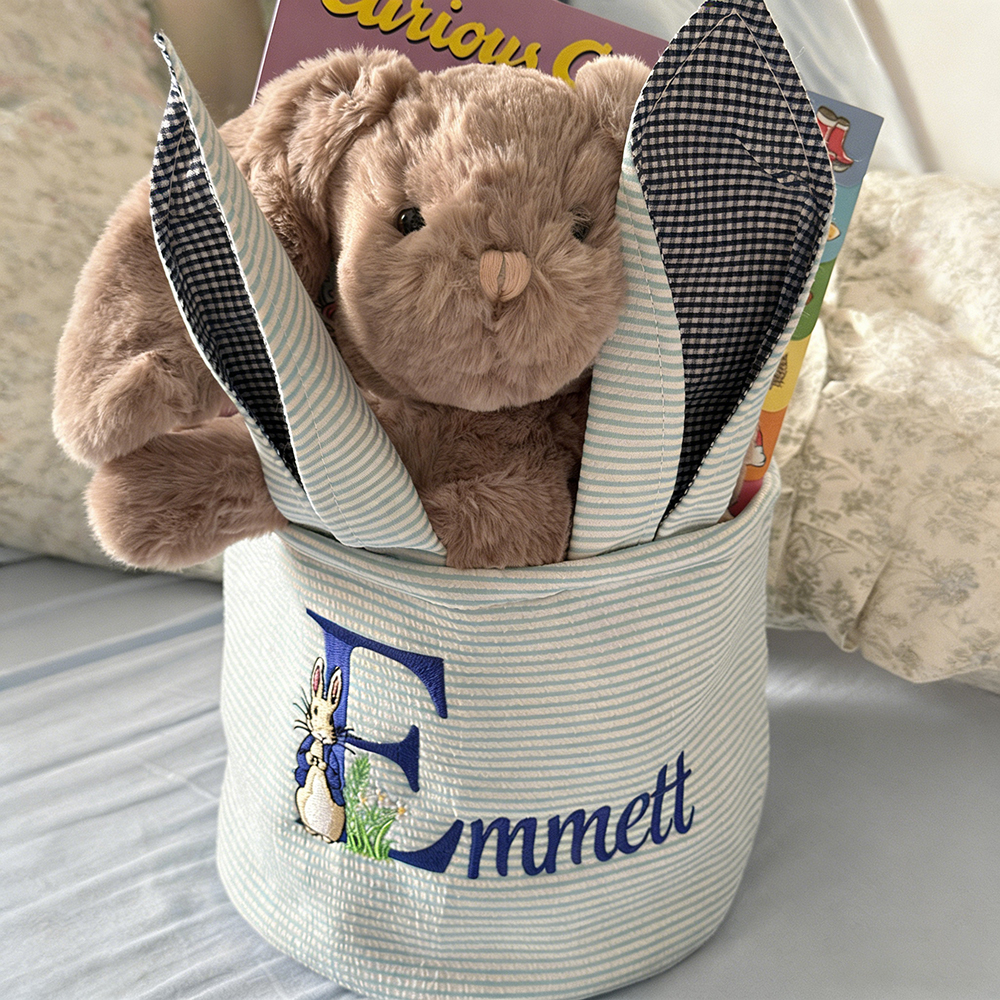 Personalized Embroidered Easter Bunny Basket | CWEaster85