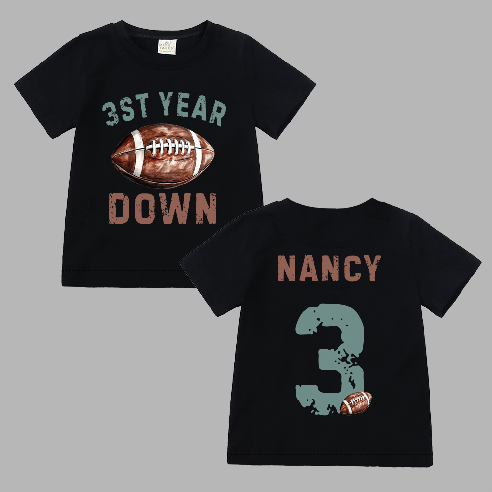 Personalized First Year Down Football Birthday T-Shirt | inBirth20