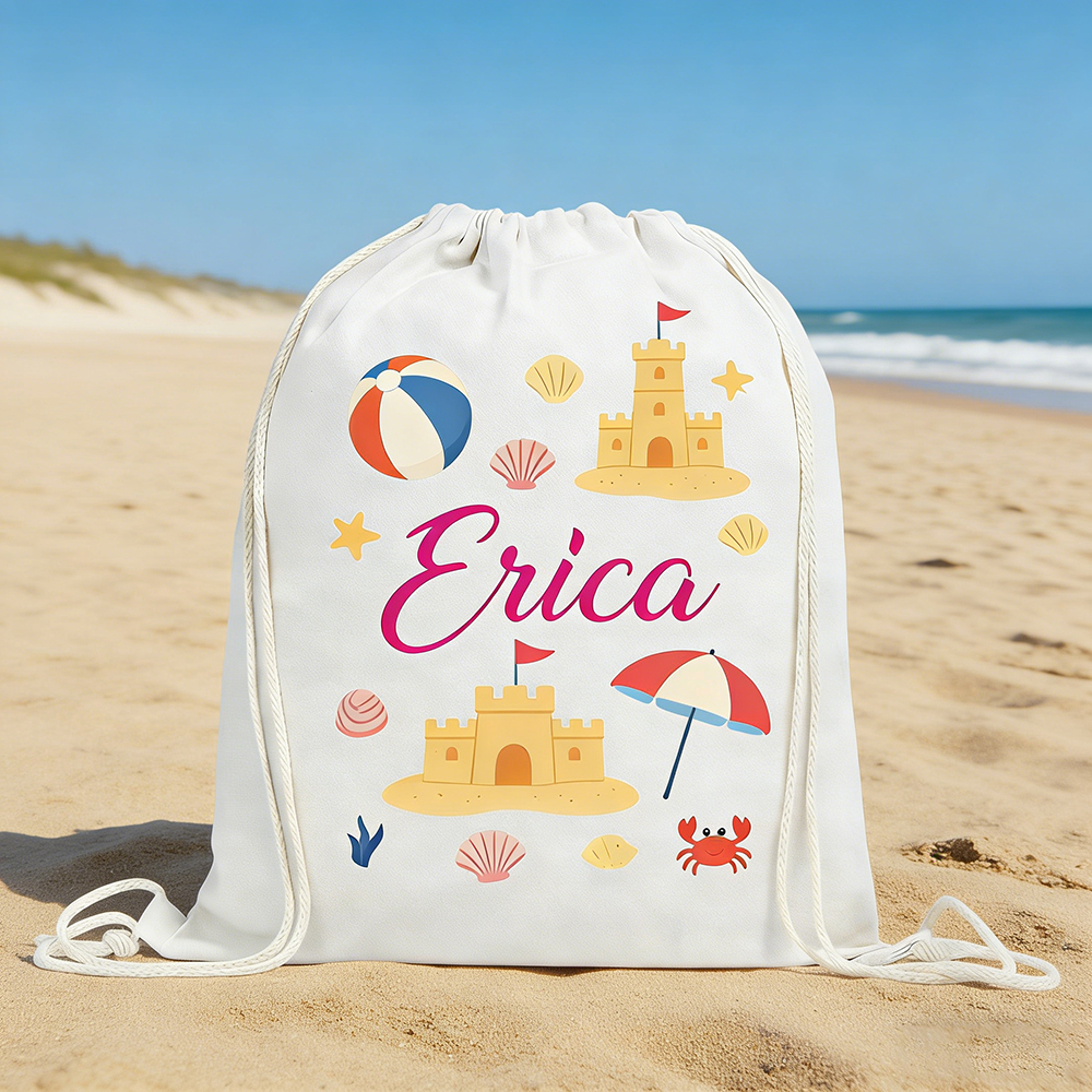 Personalized Kid Summer Beach Drawstring Bag | CWBeach220