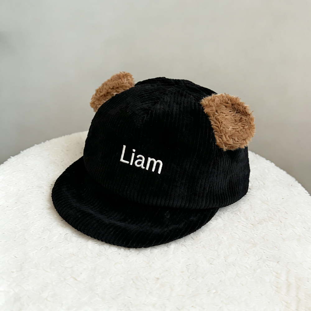 Personalized Embroidered Corduroy Bear Ears Baby Baseball Cap | HSKid84