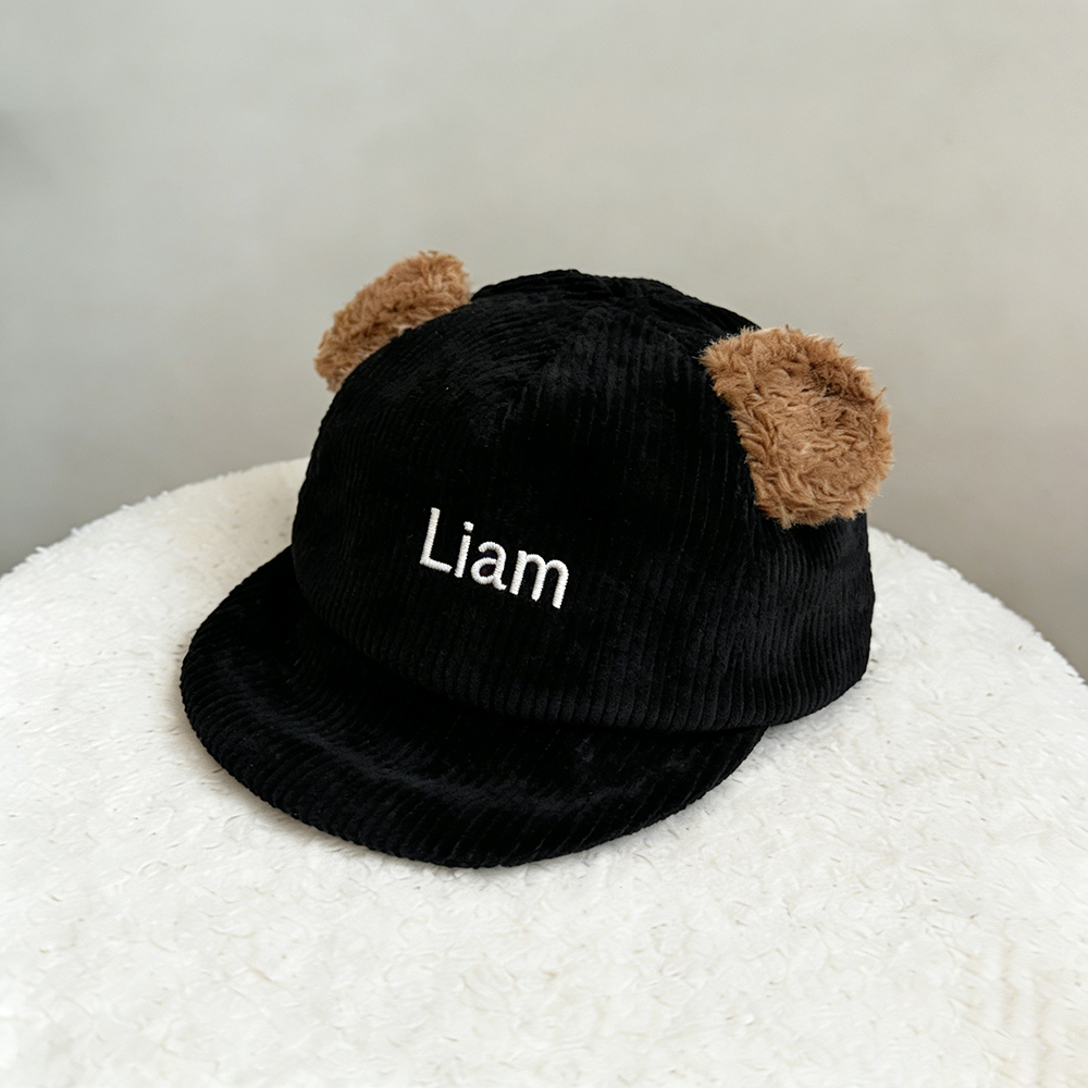 Personalized Embroidered Corduroy Bear Ears Baby Baseball Cap | HSKid84