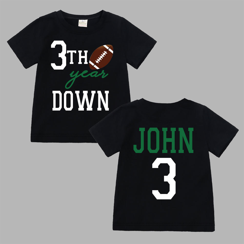 Personalized Three Year Down Football Birthday T-Shirt | inBirth21