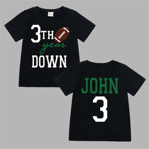 Personalized Three Year Down Football Birthday T-Shirt | inBirth21