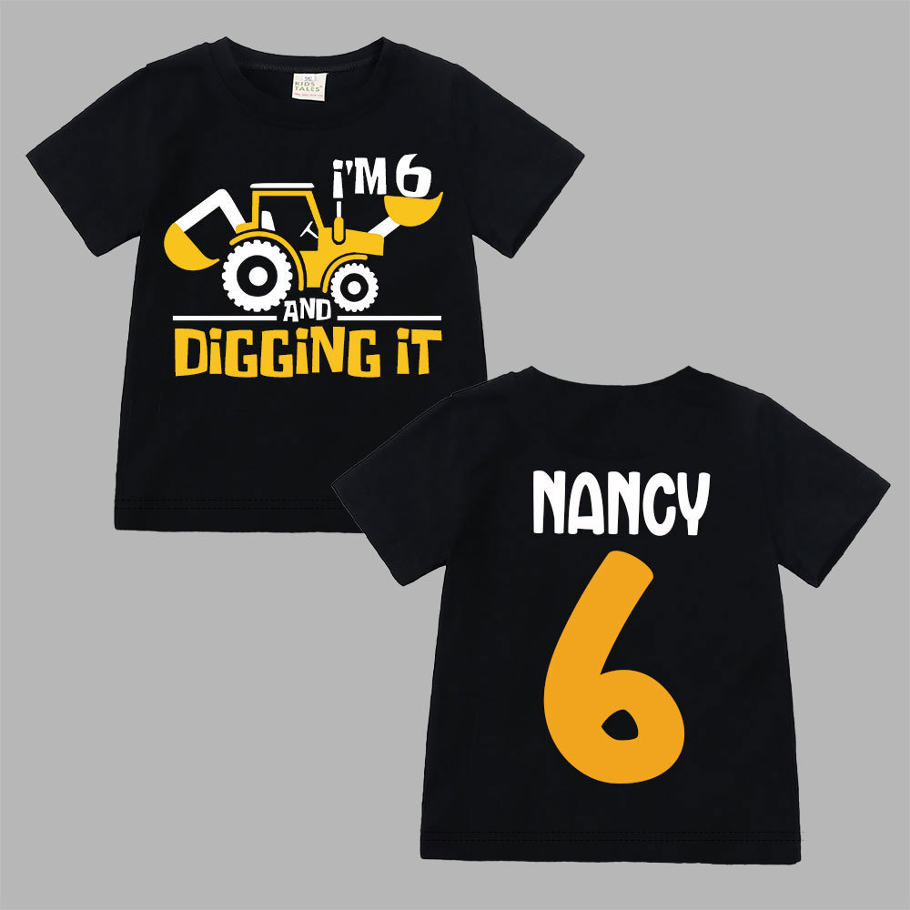 Personalized Digging It Construction Birthday T-Shirt | inBirth22