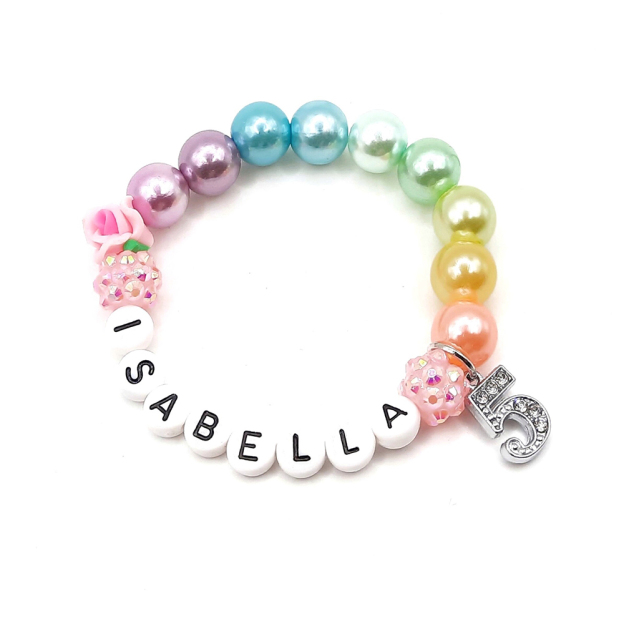 Personalized Kids Lovely Birthday Bead Bracelet With Name | CWBeach233