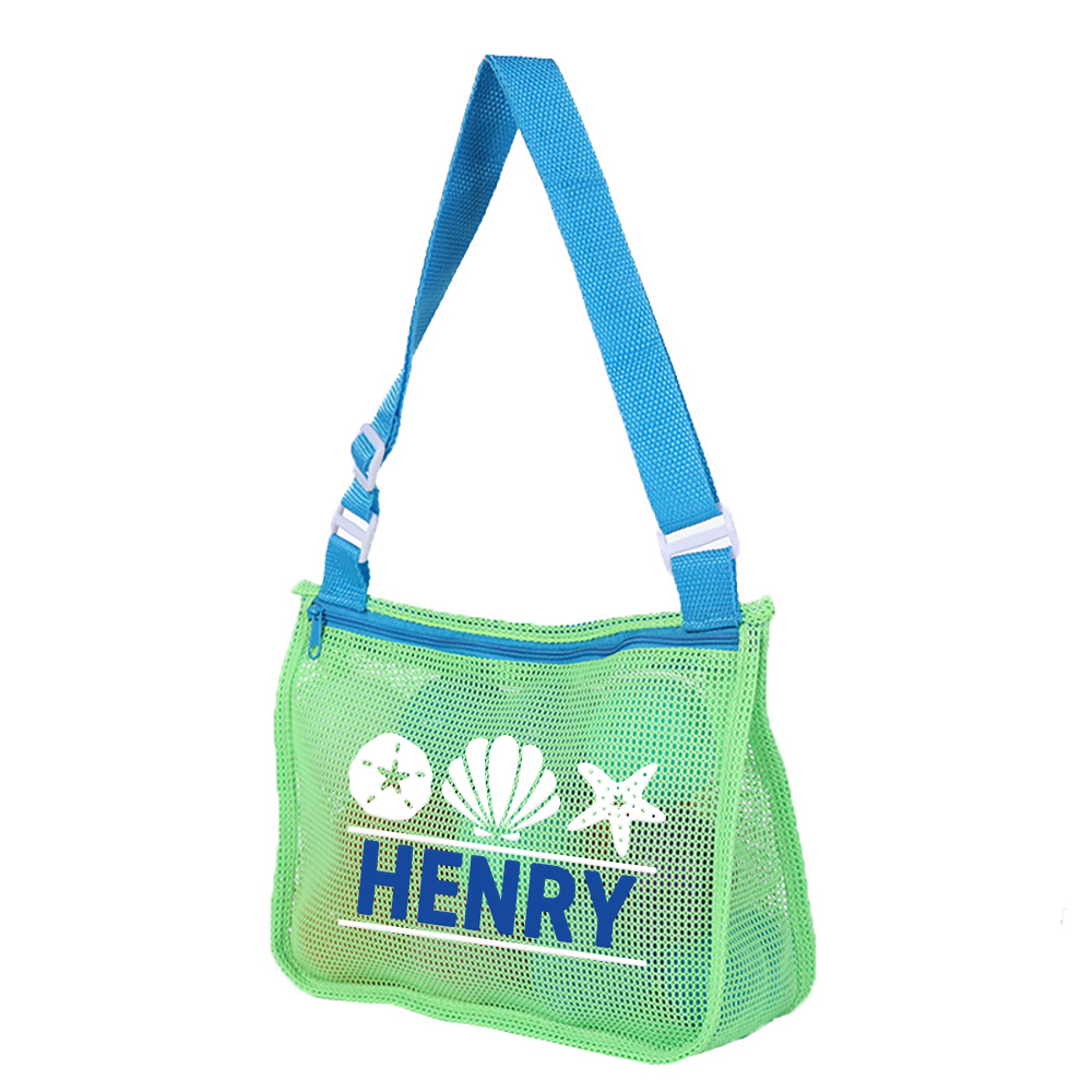Personalized Seashell Zipper Mesh Beach Bag | CWBeach0102