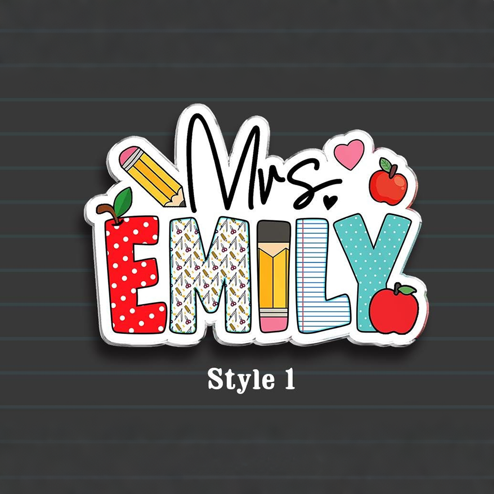 Personalized Illustrated Teacher Name Fridge Magnet | CWTeach11