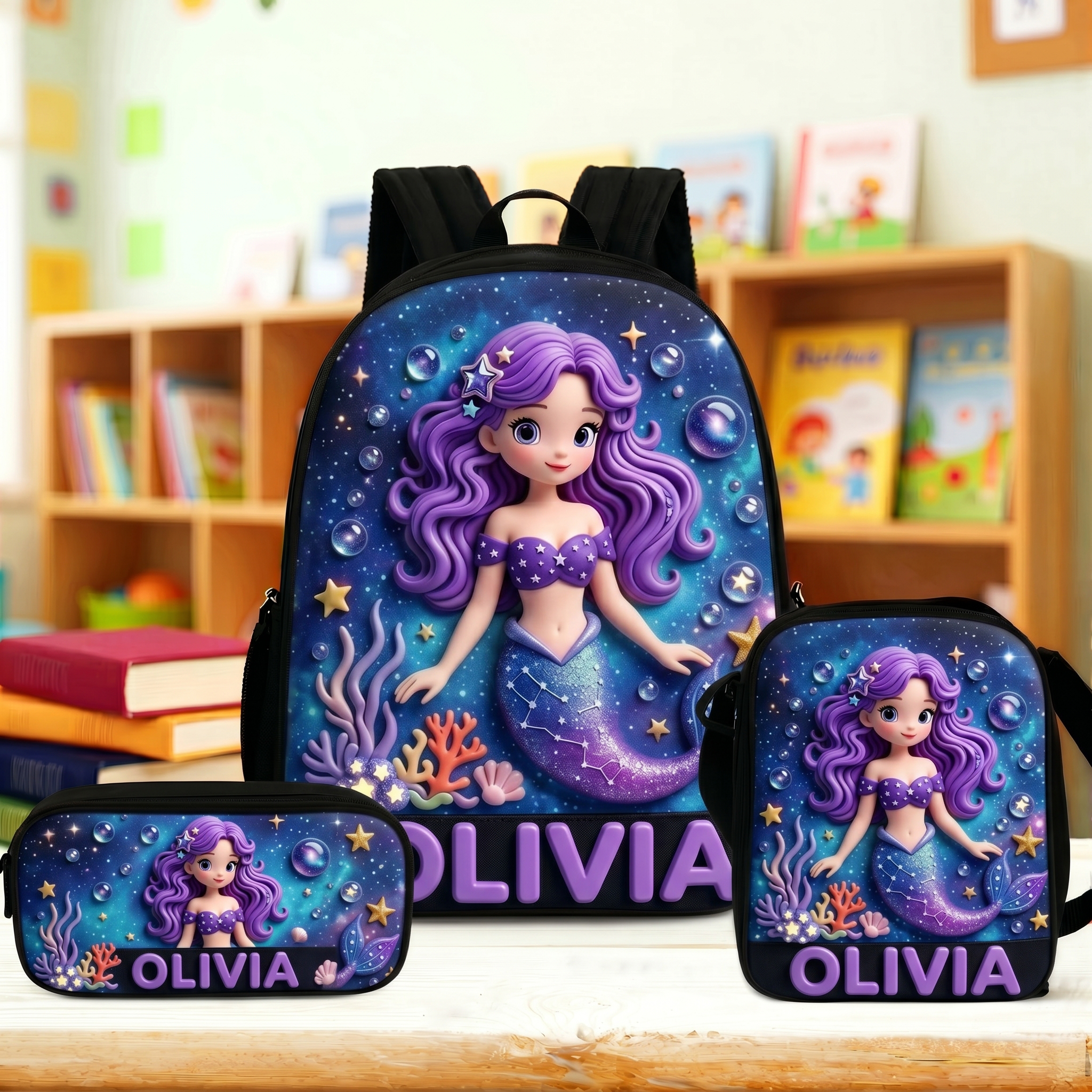 Personalized Princess Glitter Backpack Set | CWPack368