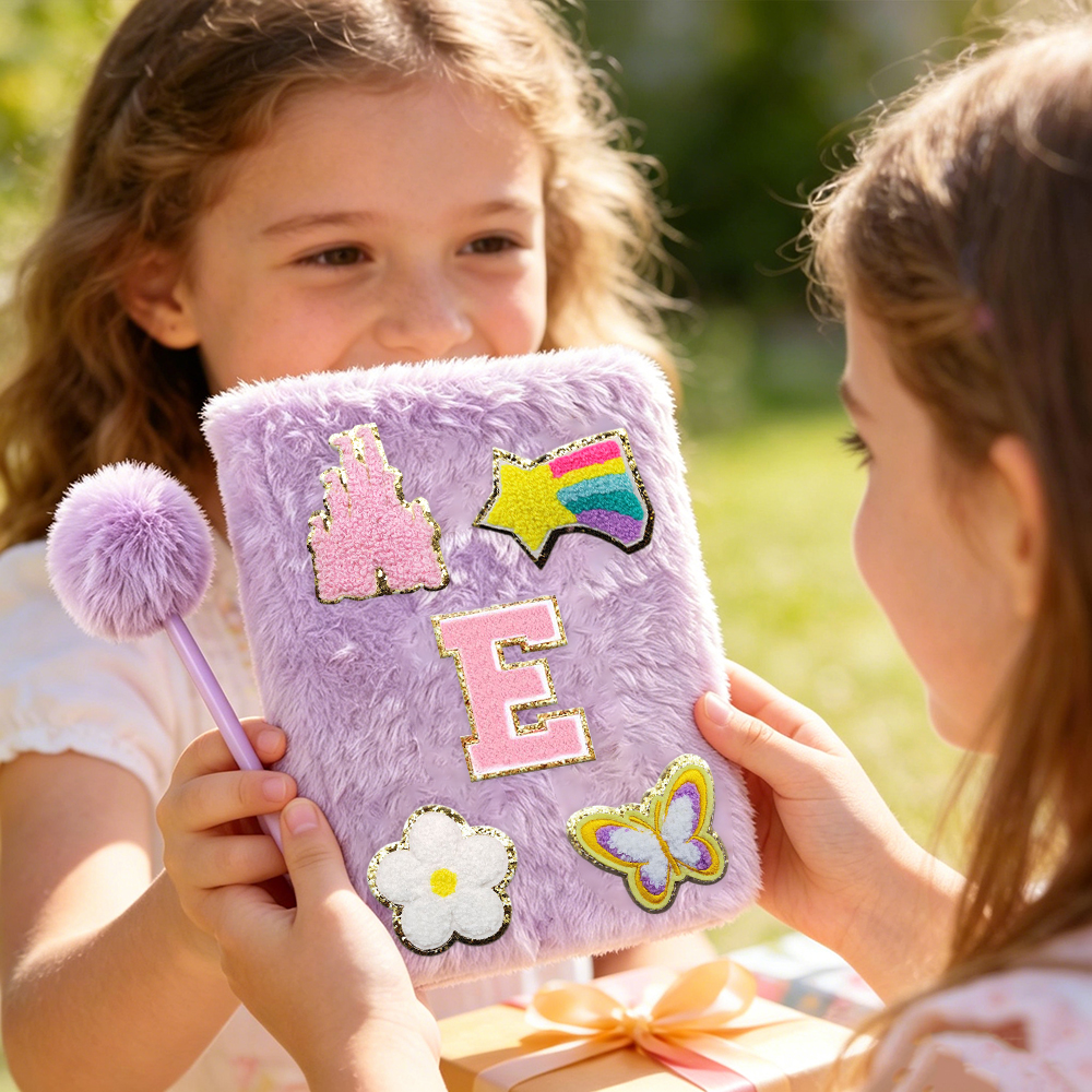 Personalized Hand Embroidery Fluffy Journal with Pom Pom Pen | CWGift75