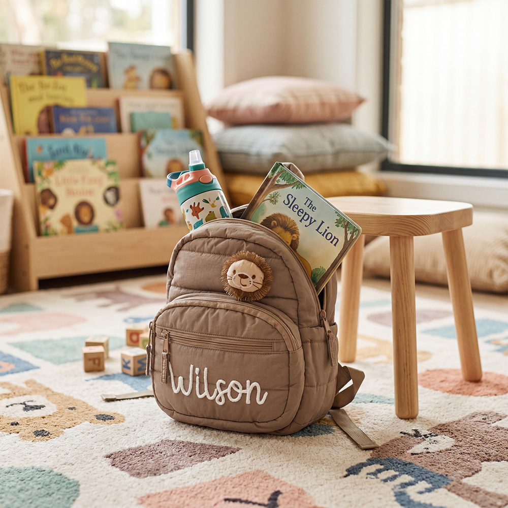 Personalized Hand Embroidery Quilted Baby Backpack | CWPack370