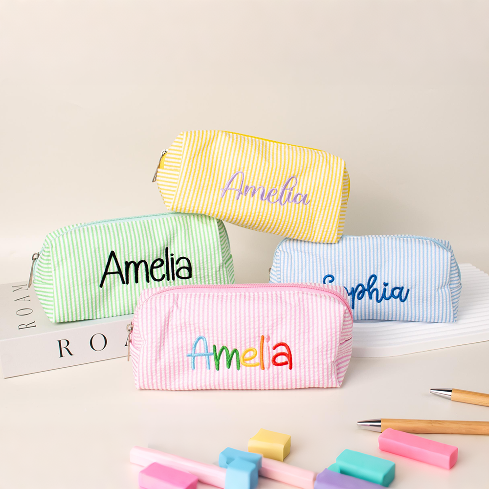 Personalized Embroidered Kids Colorful Stripe Pencil Case | CWPack371