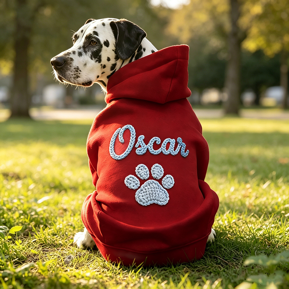 Personalized Hand Embroidery Lovely Paw Large Size Puppy Hoodie | BKPet512