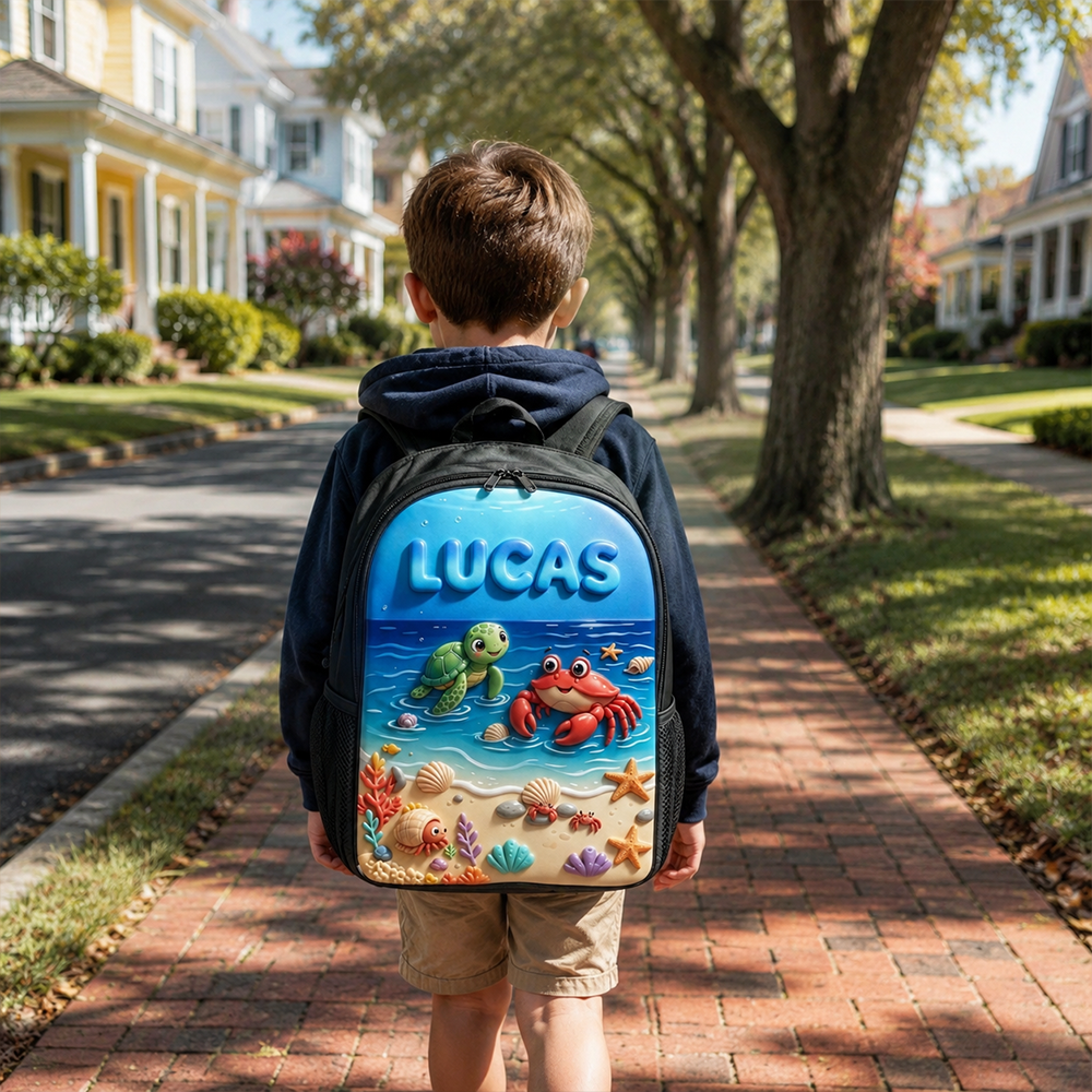 Personalized Kid Adorable Ocean Animals Backpack Set | CWPack383