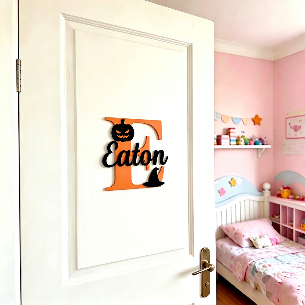 Personalized Halloween Monogram Door Decoration Name Sign | CWHalloween81