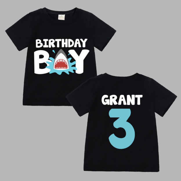 Personalized Boy Shark Birthday T-Shirt | inBirth30