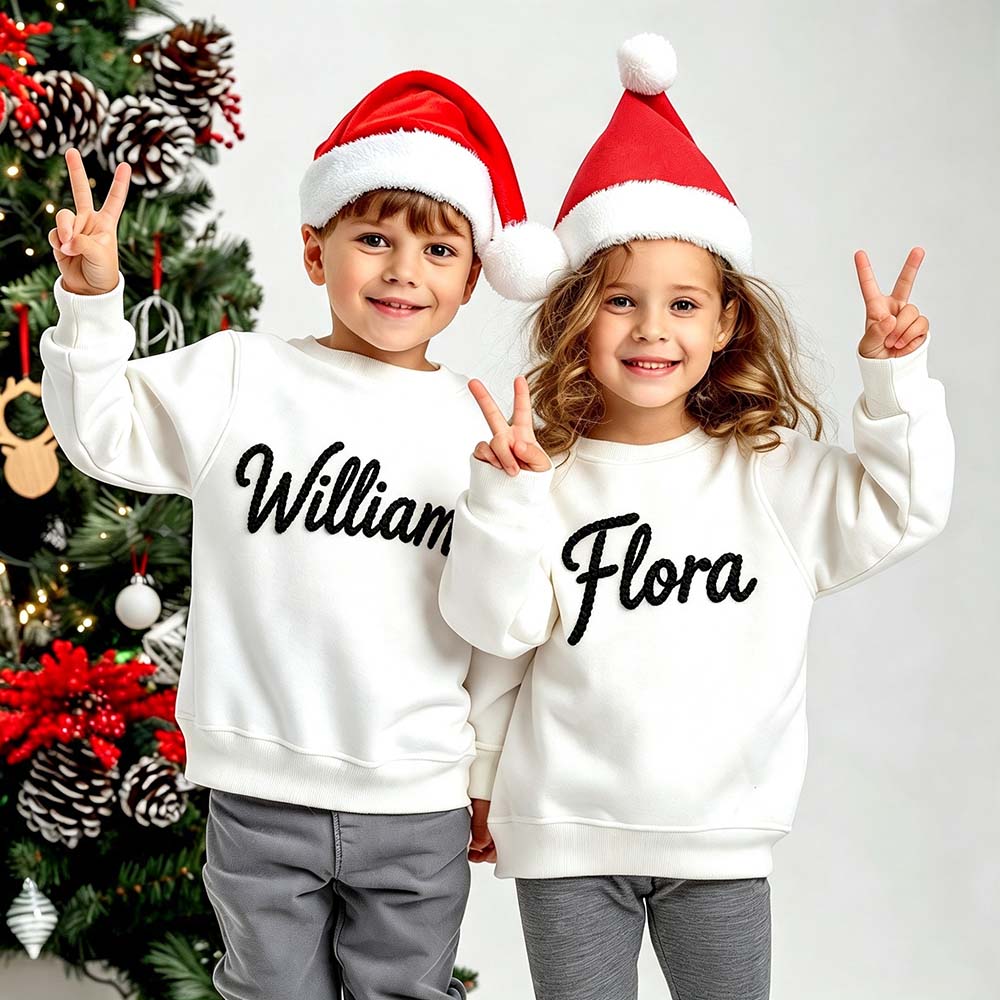 Personalized Hand Embroidered Christmas Matching Family Sweatshirt | CWBaby517