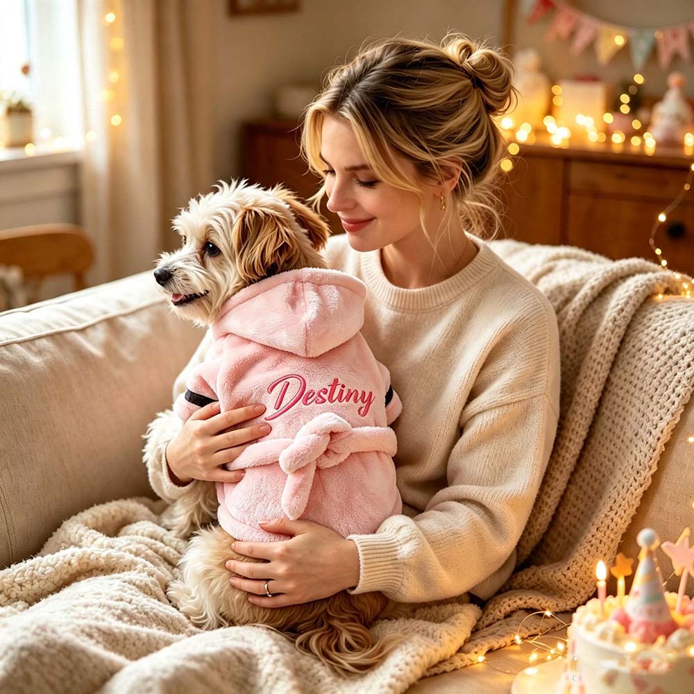 Personalized Embroidery Soft Hooded Pet Bathrobe | BKPet569
