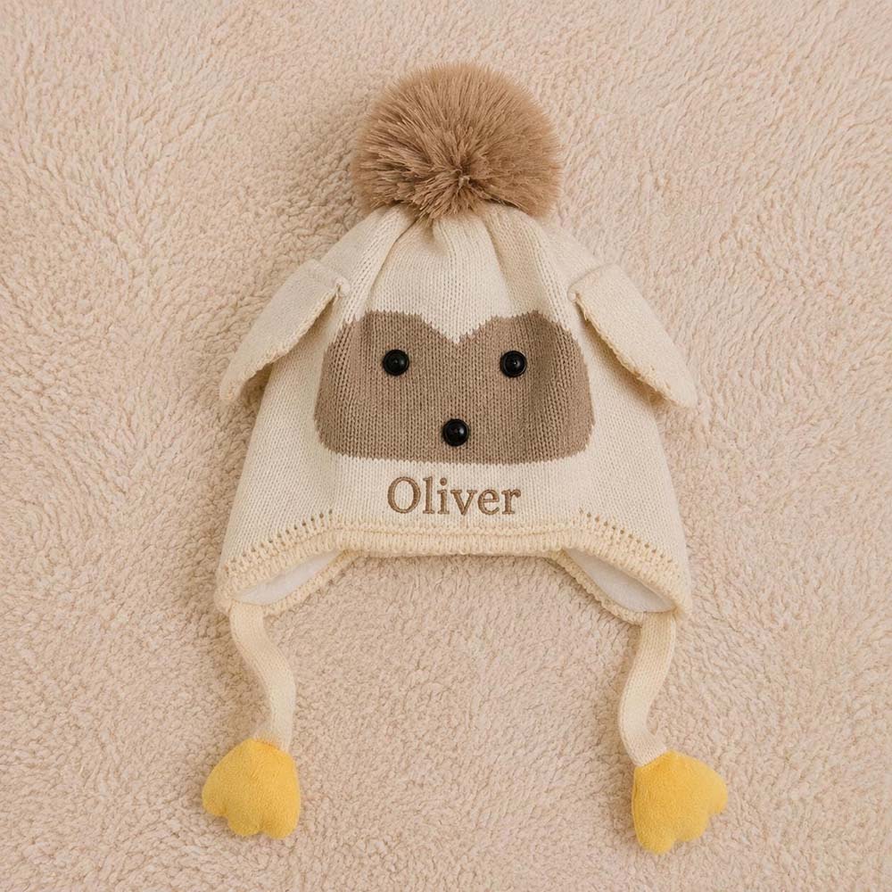 Personalized Embroidery Animal Ear Knit Beanie Hat | HSKid91