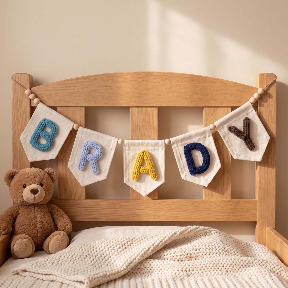 Personalized Hand Embroidered Yarn Letter Banner Decoration | CWGift105