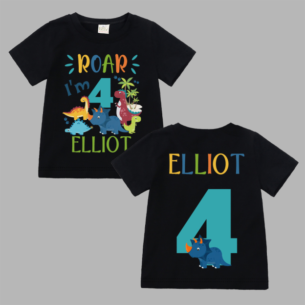 Personalized Dinosaur ROAR Party Birthday T-Shirt | inBirth02
