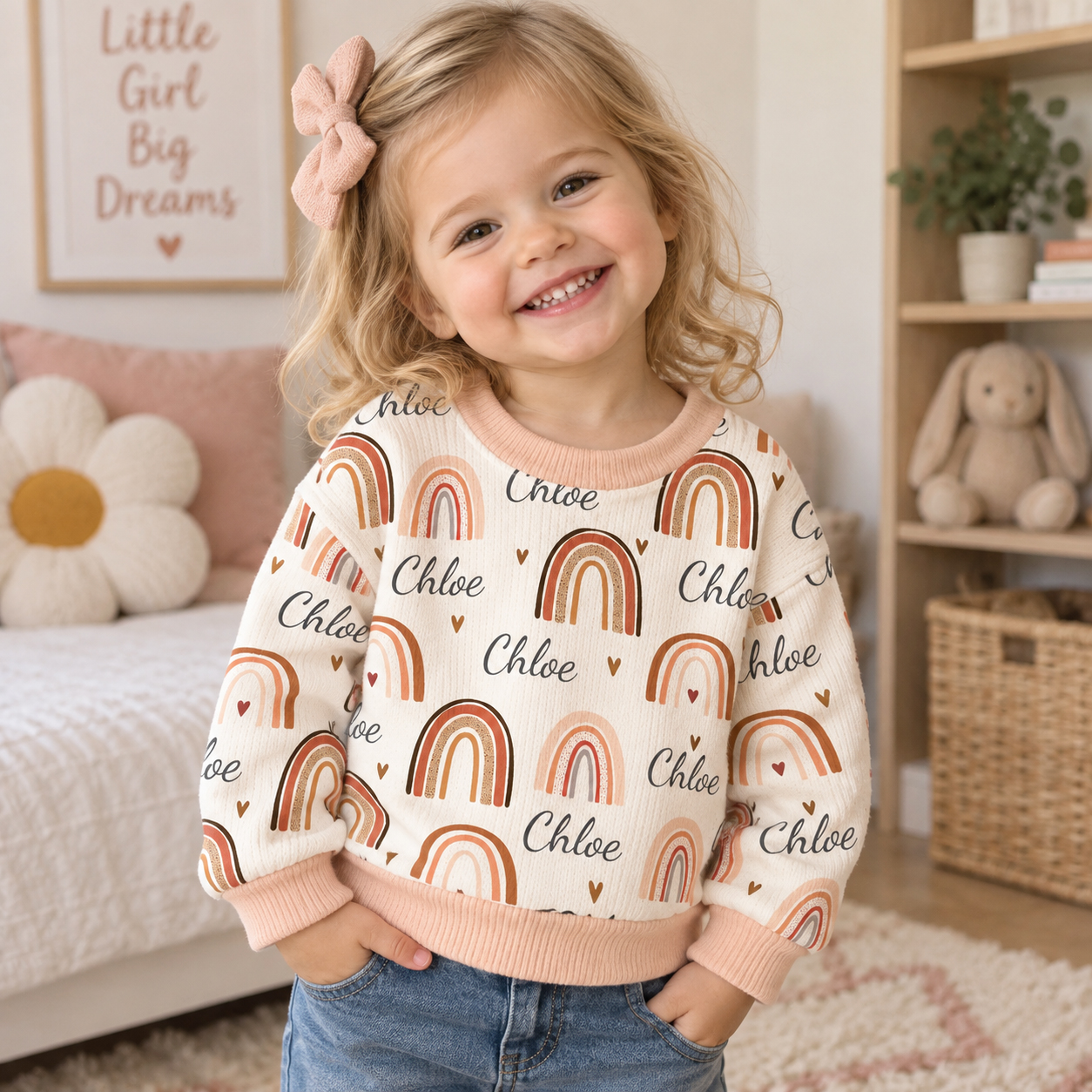 Personalized Lovely Kids Rainbow Knit Sweater | CWSweater03